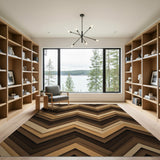 Layered Brown Tan Chevron Geometric Rug