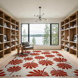 Red Red Japanese Maple Leaf Pattern Area Rug