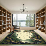Forest Trout Fishing Scene Area Rug