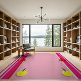 Pink Cherry Fruit Pattern Area Rug