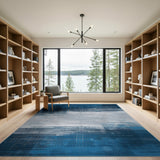 Distressed Navy Blue Grey Abstract Area Rug