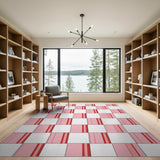 Geometric Modern Blush Pink Geometric Grid Area Rug