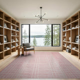 Blush Pink Grid Geometric Area Rug