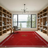 Geometric Modern Red Red Basketball Court Area Rug