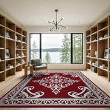 Red Traditional Persian Elegant Red Persian Medallion Area Rug