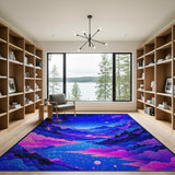 Starry Cosmic Valley Night Area Rug