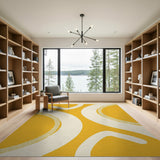 Bold Yellow Abstract Curves Area Rug