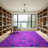 Vibrant Purple Roses Floral Area Rug