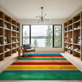 Geometric Modern Vibrant Rainbow Stripe Area Rug