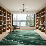 Emerald Ocean Waves Area Rug