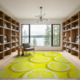 Vibrant Lemon Slices Yellow Fruit Pattern Area Rug
