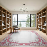 Romantic Pink Hearts Floral Border Rug