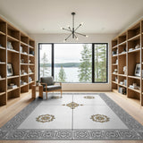 Intricate Gold Floral Persian Area Rug