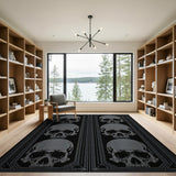 Gothic Skull Black White Area Rug