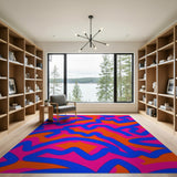 Vibrant Wavy Squiggle Multi-Color Area Rug