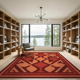 Southwestern Bold Red Geometric Southwestern Area Rug