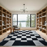 Bold Black White Checkered Area Rug