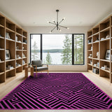 Pink Black Geometric Maze Area Rug