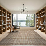 Geometric Modern Tan Brown Plaid Check Area Rug