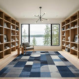 Modern Blue Geometric Area Rug