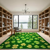 Lucky Shamrock Clover Scatter Green Area Rug