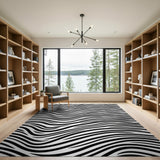 Black and White Wavy Lines Black White Geometric Area Rug