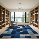 Modern Geometric Blue Abstract Area Rug