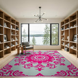 Pink Ornate Pink Mandala Persian Area Rug