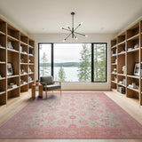 Vintage Pink Floral Persian Area Rug