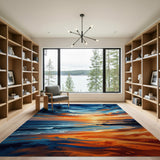 Dramatic Coastal Sunset Waves Area Rug