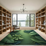 Green Lush Monstera Leaf Green Area Rug