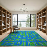 Kids Cartoon City Road Map Area Rug