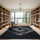 Isometric Modern House Black White Area Rug