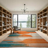 Bold Orange Sun Geometric Area Rug