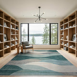 Abstract Area Teal Wave Abstract Area Rug