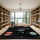 Retro Pixelated Cosmos Planets Area Rug