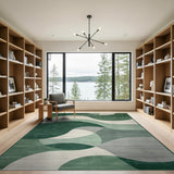 Abstract Area Green Abstract Green Wave Area Rug