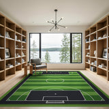 Green Soccer Pitch Area Rug