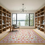 Vintage Pink Daisy Floral Area Rug