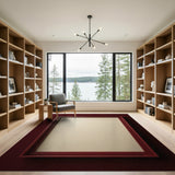 Maroon Border Beige Area Rug