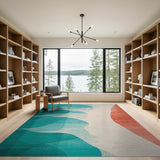 Teal Aqua Wave Abstract Area Rug