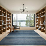 Navy Blue Horizontal Striped Area Rug