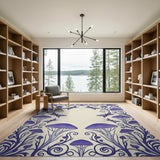 Purple Mushroom Butterfly Floral Area Rug
