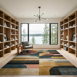 Multi-color and Patterns Geometric Abstract Multi-Color Area Rug