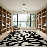 ODIKA Modern Abstract Swirl Washable Area Rug - Low Pile, Non-Slip & Pet Friendly