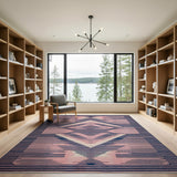Navy Pink Geometric Striped Area Rug