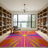 Vibrant Geometric Burst Multi-Color Area Rug