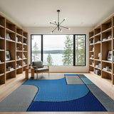 Blue and Teal Blue Teal Geometric Abstract Area Rug