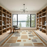 Modern Geometric Tan Grey Area Rug