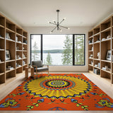 Vibrant Mandala Sunburst Area Rug